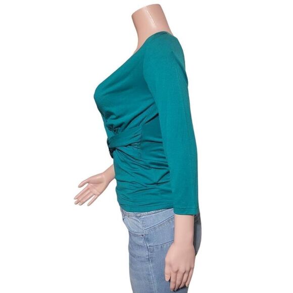 No excuse v-neck teal 3/4 sleeve with belt top 38/40 M - Picture 5 of 5